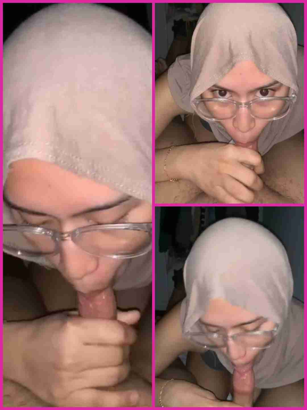 Hijab cantik spong crot mulut alamak