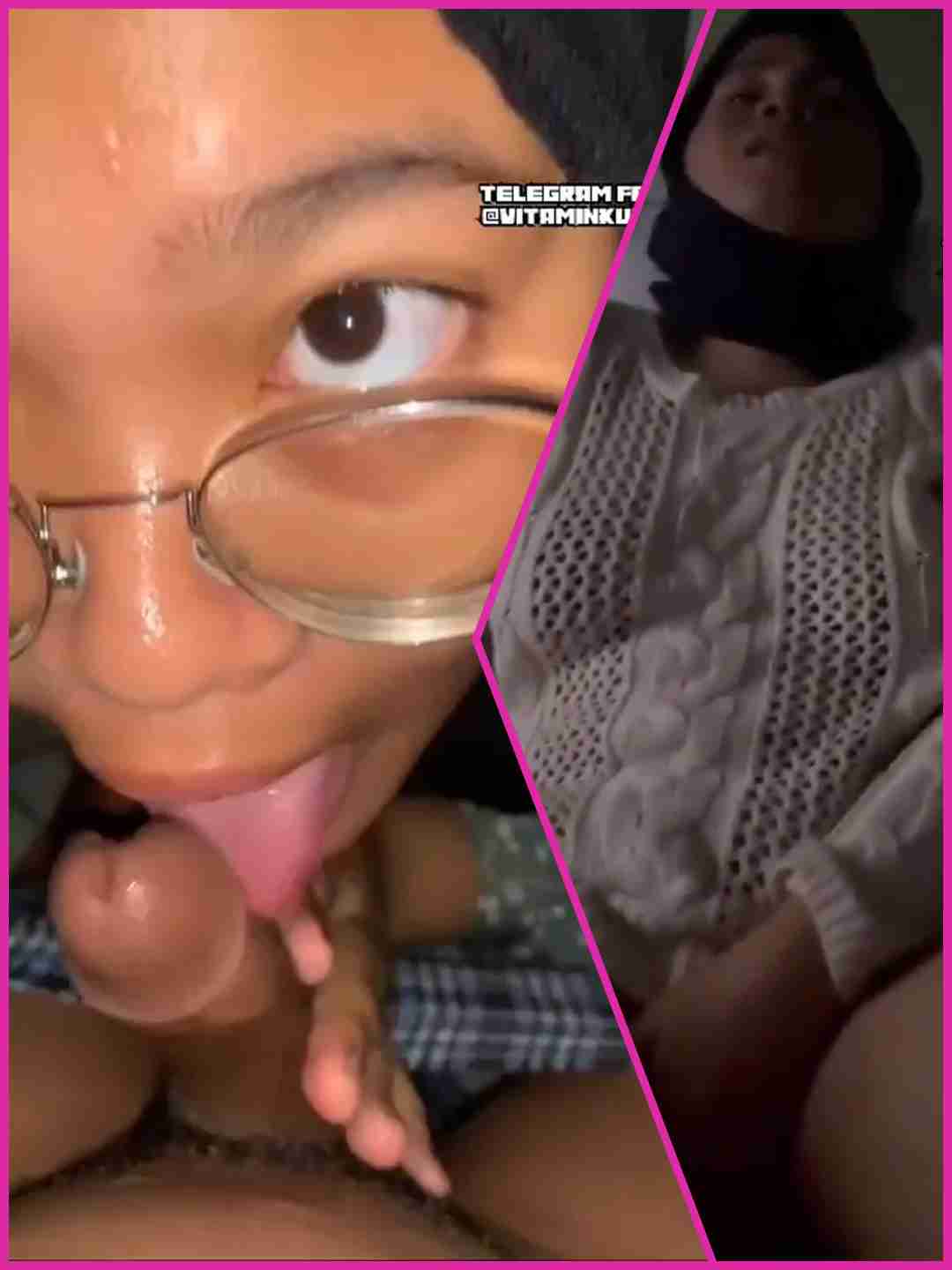 Tudung manis seronok dengan glass cute